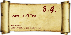 Baksi Géza névjegykártya