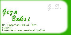 geza baksi business card